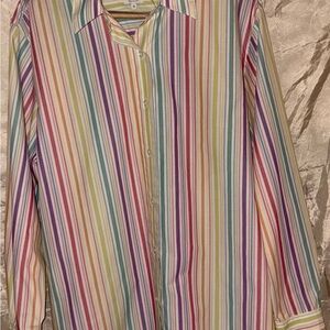 Foxcroft NYC Multicolor Striped Wrinkle Free Button Down Shirt Women’s 18 Plus